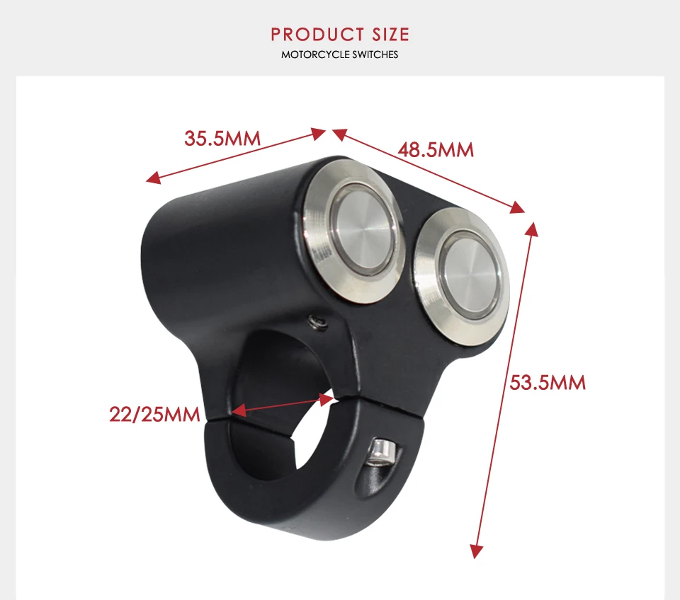 Interruptores de Montagem do Guiador da Motocicleta Alumínio com Luz em Fora Interruptor Farol Hazard Brake Fog Liga Indicadora 22mm 24mm 4 Chaves da motocicleta