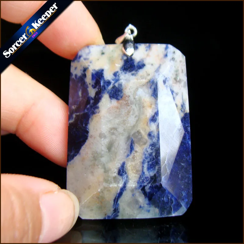 

Men Jewelry New Crystal Pendant Necklace Natural Stone Blue Sodalite Beads Agates Reiki Healing Fashion Bijoux Women PS855