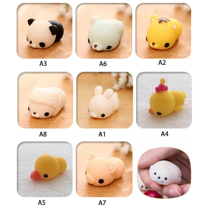 Kawaii Mini Animals Mochi Squishy панда курица утка овца поросенок кролик Тигр мягкие