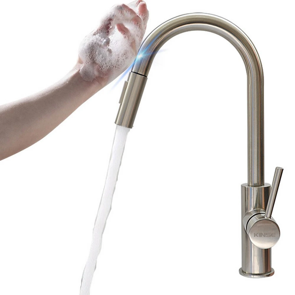 

Touch Sensor Faucet Suitable For Ktchen Bathroom Pull Faucet Hot And Cold Water Faucet 304 Stainless Steel Faucet 200Mm 2019