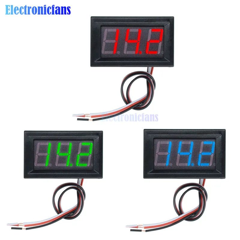 

0.56 Inch Red Blue Green LED Display Panel Voltage Meter Voltmeter 3 Wires Three Digital Voltage Meter 0.56" DC 4.5/4.7/5~30V