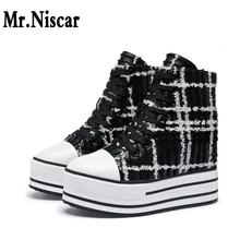 New Designer Woman High Top Platform Sneakers Flat Height Increasing Shoes for Women Black Plaid Lace Up Casual Shoes Ladies New Designer Woman High Top Platform Sneakers Flat Height Increasing Shoes for Women Black Plaid Lace Up Casual Shoes Ladies