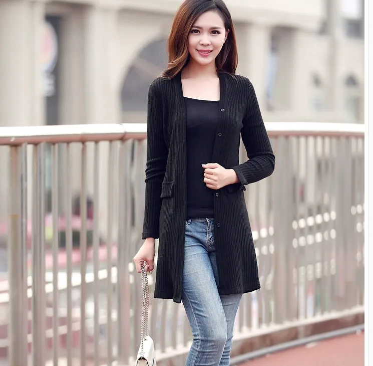 Plus Size Long Cardigans Women Knitted Sweaters 2015 New