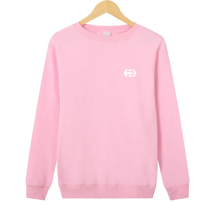 

2019 New medium height ladies and men spring fashion printed cotton pink black gray crew neck long sleeve
