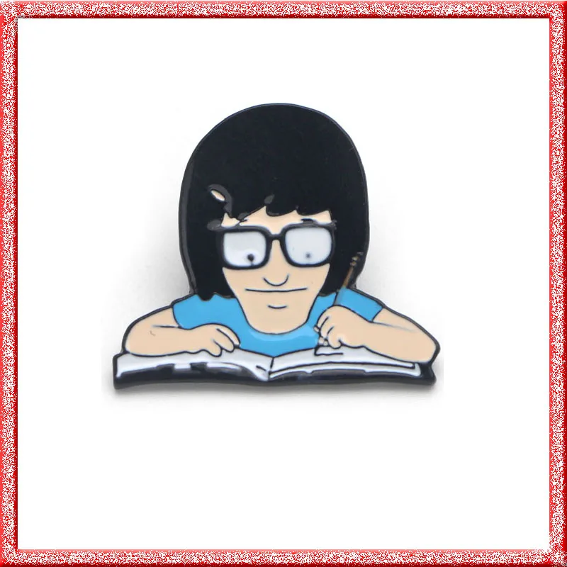 Bob burger Tina Writing Friend Fiction Enamel Pin Zinc alloy tie pins badges para shirt bag clothes cap backpack shoes E0302