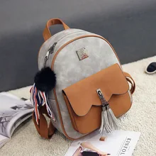 Mujeres de la manera mini mochila de cuero de las señoras pequeñas mochilas mochilas de viaje femeninos de época borla mochila escolar adolescente niñas