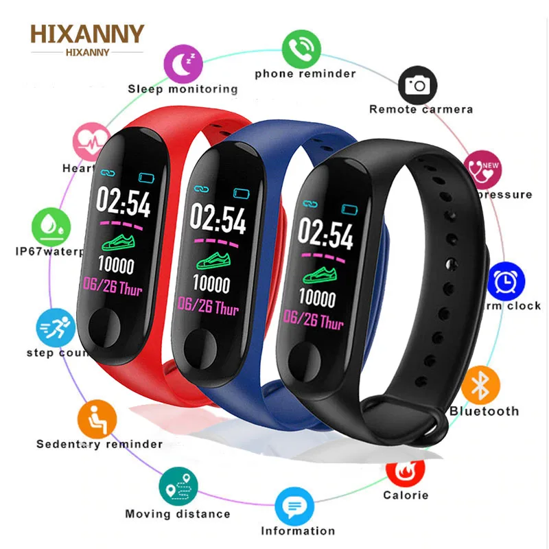 

M3 Plus Smart Bracelet Wristband Heart Rate Monitor Blood Pressure Fitness Tracker Life Waterproof Smart Wristbands Reloj Mujer