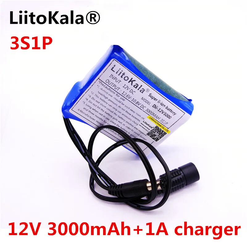 Liitokala 12V 3000 mAh перезаряжаемый литий-ионный аккумулятор recargable Y La c Mara de CCTV Cargador+ 1A зарядное устройство