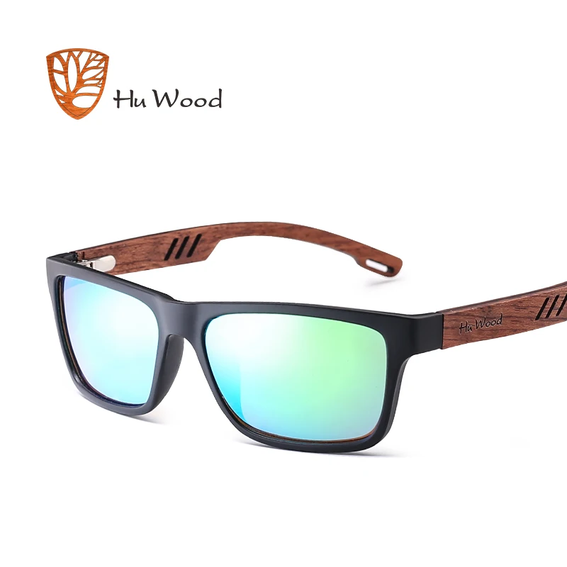 HU WOOD Brand Design Zebra Wood Sunglasses For Men Fashion Sport Color Gradient Sun glasses Driving Fishing Mirror Lens GRS8016