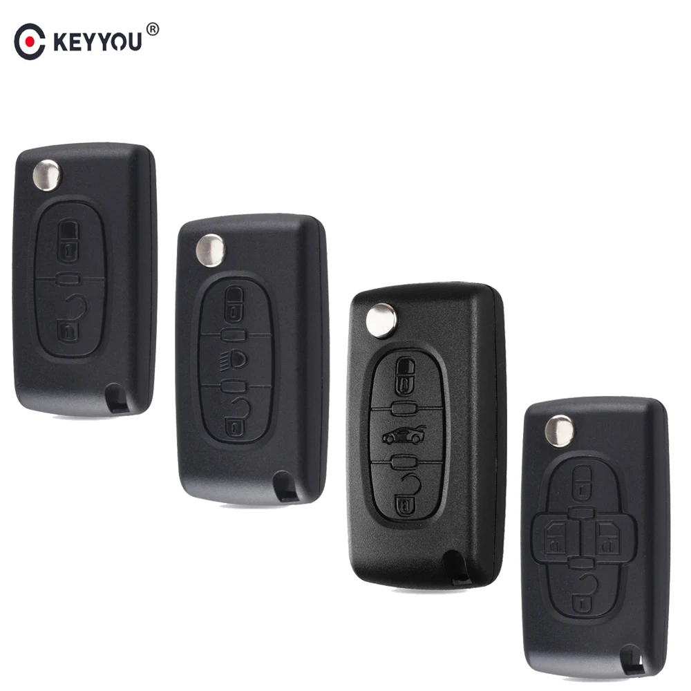 

KEYYOU 2/3/4 Buttons Flip Folding Car Remote Key Case shell for Peugeot 207 307 308 407 607 807 For Citroen C2 C3 C4 C5 C6 Key