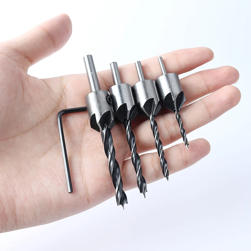 4pcs Hss 5 Flute Countersink Drill bit Three Sharp Reamer Carpentry Chamfer 3/4/5/6mm Sink Hole Reaming Woodworker Woodworking 4pcs Hss 5 Flute Countersink Drill bit Three Sharp Reamer Carpentry Chamfer 3/4/5/6mm Sink Hole Reaming Woodworker Woodworking