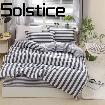 

Solstice Home Textile New fashion classic striped print polyester cartoon letter bedding sheets quilt cover pillowcase