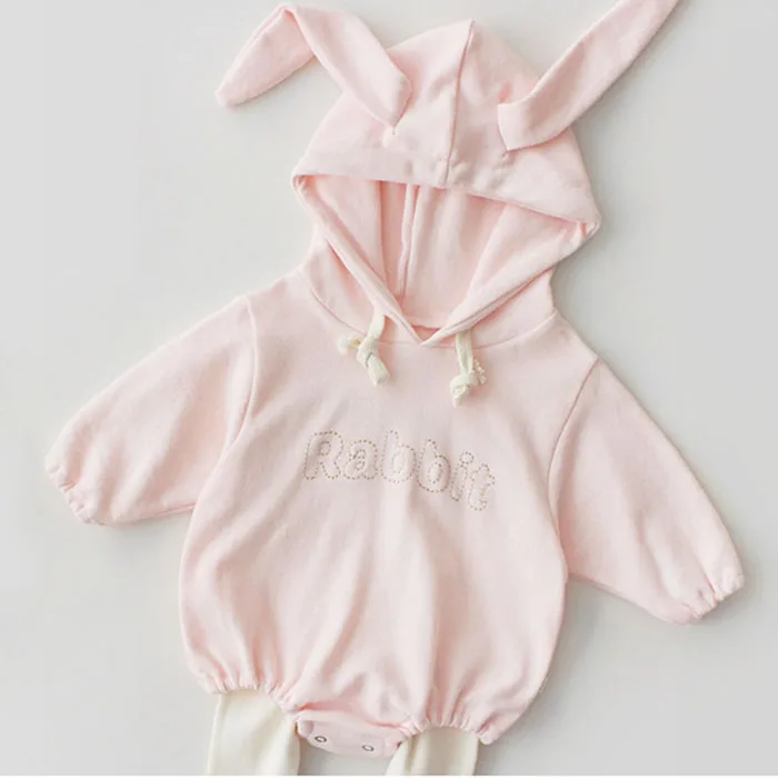 pink rabbit Новинка года, весенние Комбинезоны для маленьких мальчиков и девочек, комбинезон с длинными рукавами и капюшоном, одежда милый кролик медведь ромперы с ушками, одежда для маленьких мальчиков и девочек - Цвет: pink rabbit