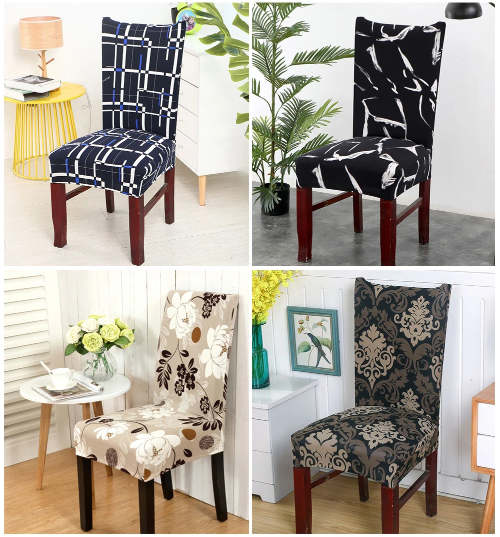Kitchen Chair Cover Dining Seat Cover Black Slipcover Chair Removable Furniture Covers Anti-Dust Spandex Chair Covers 1246Pcs (7)