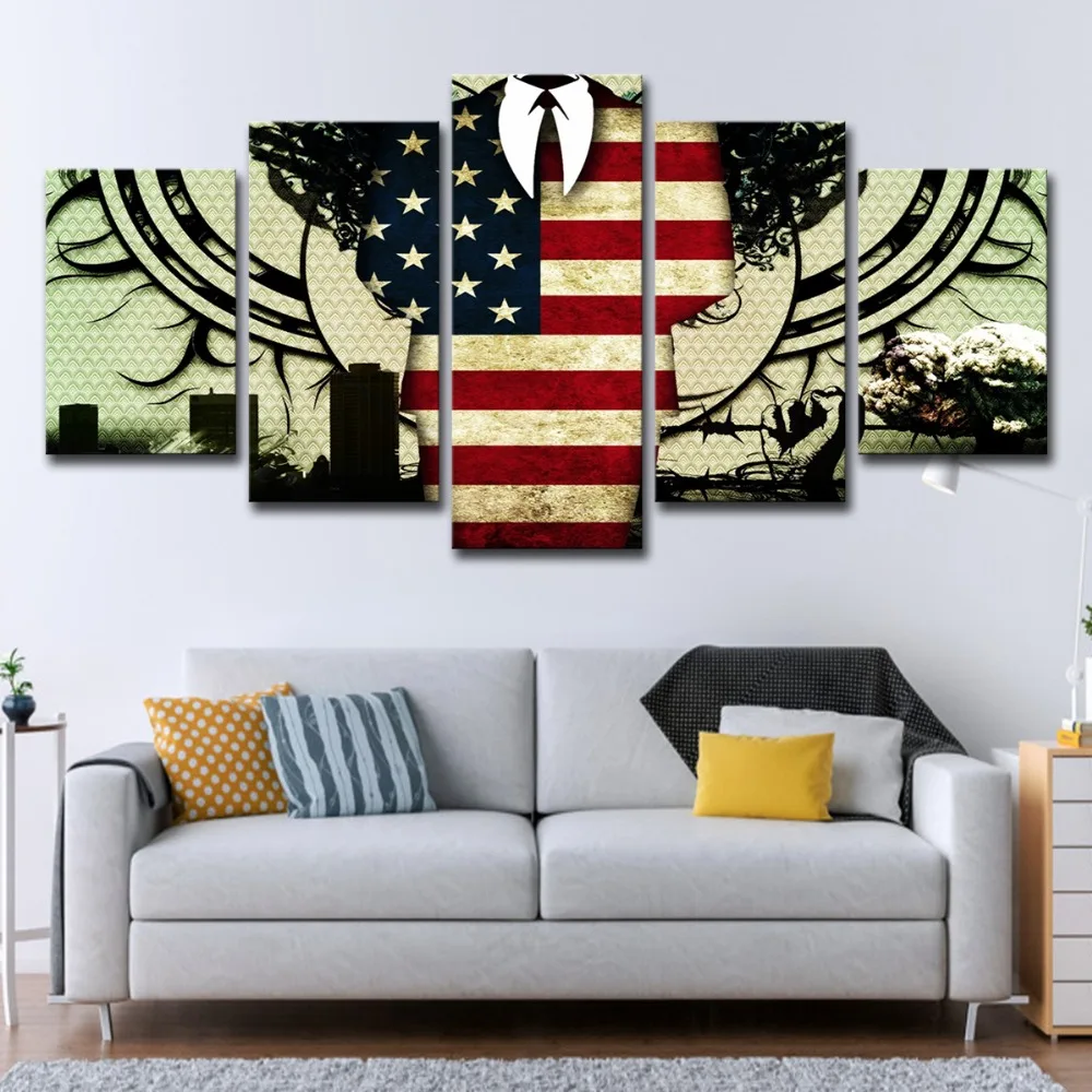 5P2261-HD Printed American Man Painting 5 piece Canvas art Print room decor print poster picture canvas Free shipping (1  (11)
