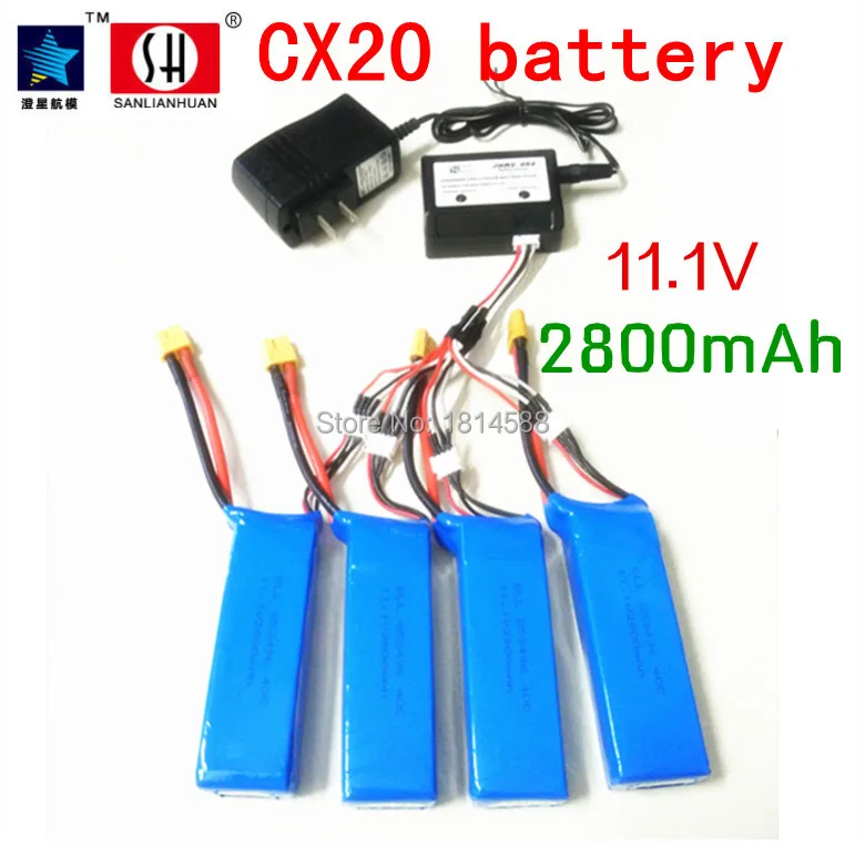 

Cheerson CX20 V303 Battery 11.1V 2800MAH-PO lithium battery and charger CX 20 CX-20RC quadrocopter parts wholesale free shipping