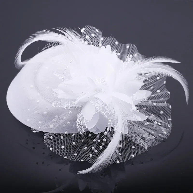 

1PCS Fascinator with Feathers and Veiling ladies day Wedding Bridal Party Wedding Brides Hair accessories bride headdress