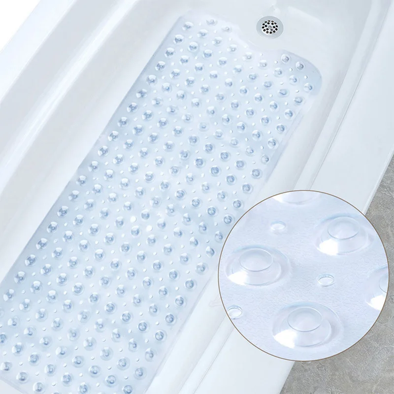 40x100 см ПВХ Экстра длинная ванна коврик для душа присоска захват коврики для ванной для WC ванная плесени устойчивые антибактериальные - Цвет: Прозрачный