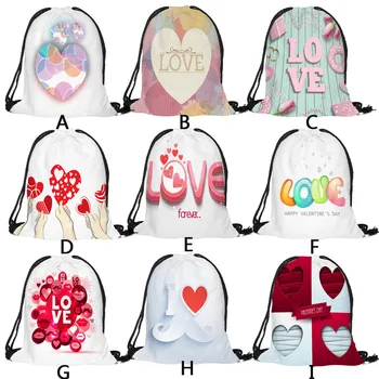 

Cartoon Valentine's Day Drawstring Bag Sack Travel Backpack Bags Travel Zipper Bag
