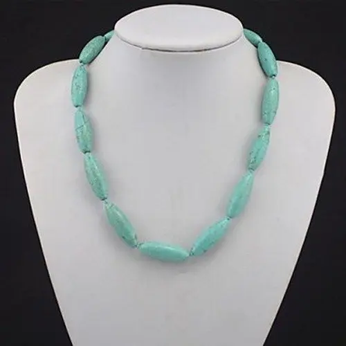 

Miss charm Jew1971 Fashionable Natural Real Green Turquoise Stone Bead Necklace