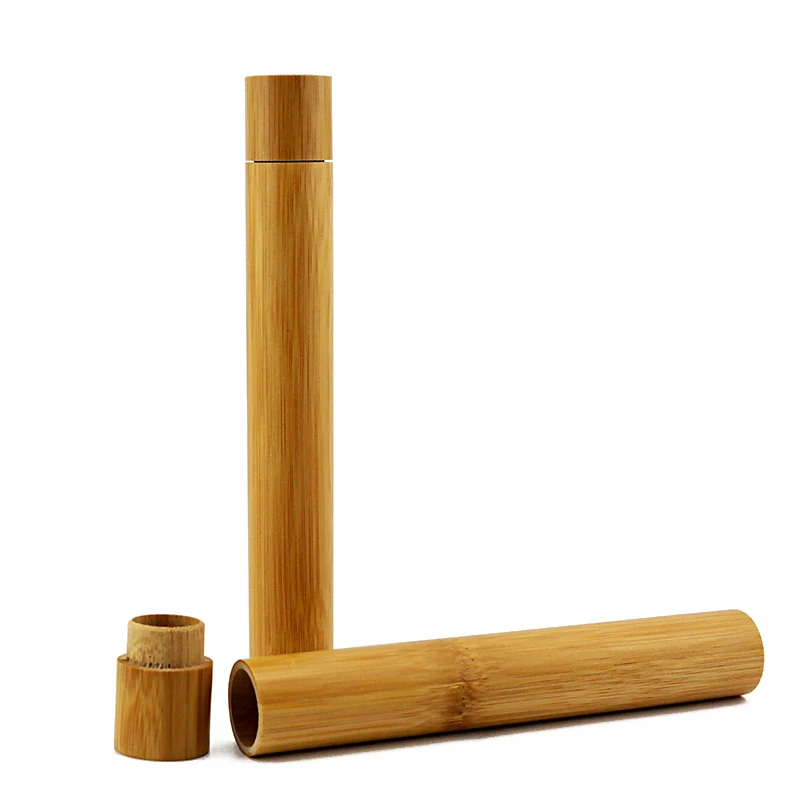 Деревянная бамбуковая круглая коробка для зубных щеток портативный чехол посылка из натурального материала не включая деревянную зубную щетку(1 шт