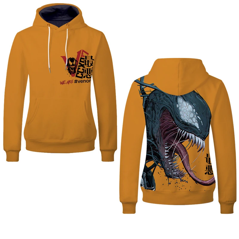 Fans Wear Venomous Unisex Pullover Hoodie Sweatshirt Anime Hoodie Marvel Movie Spiderman 3d Printed Hoodie for Fans Cosplay