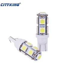 100 шт. T10 led 9SMD 5050 белая лампочка 194 168 W5W 9led лампа габаритного фонаря W5W 168 клин инструменты для дверцы боковая лампа