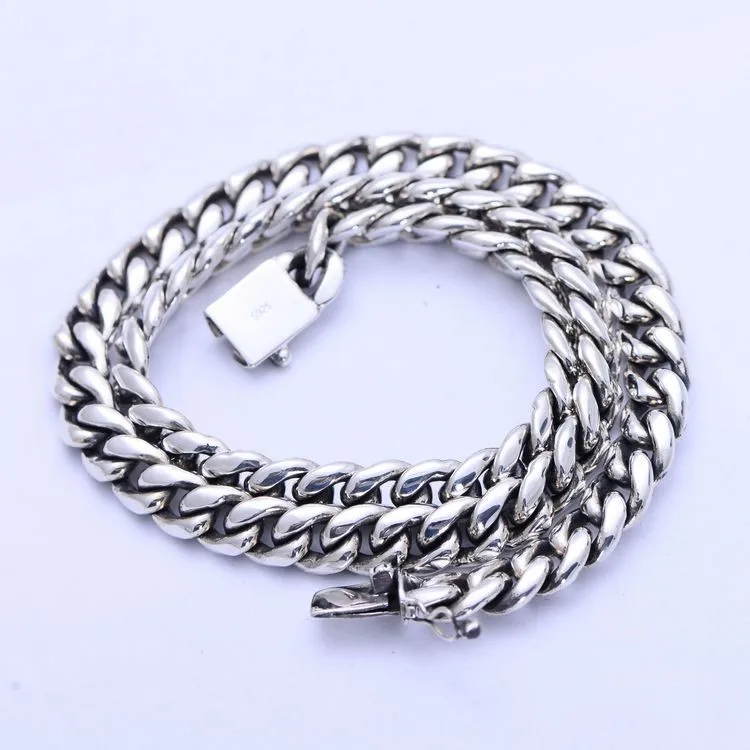 

BOCAI silver jewelry wholesale sterling silver fashion simple smooth curb chain necklace xh056484w pin money men