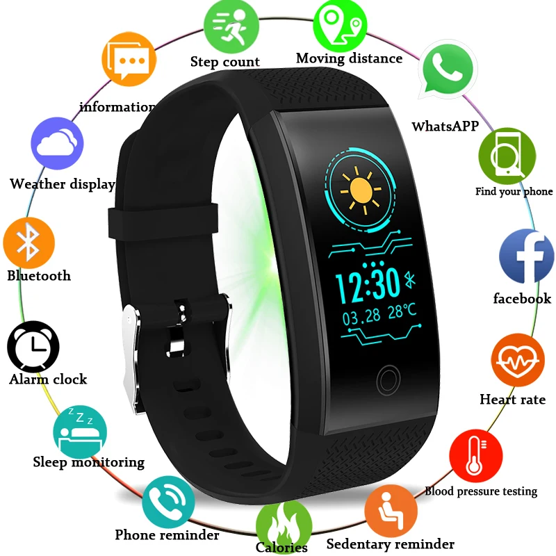 

BANGWEI Fitness Women Men Smart Wrist Bluetooth Heart Rate Blood Pressure Pedometer Clock LED Sport Watch For Android IOS