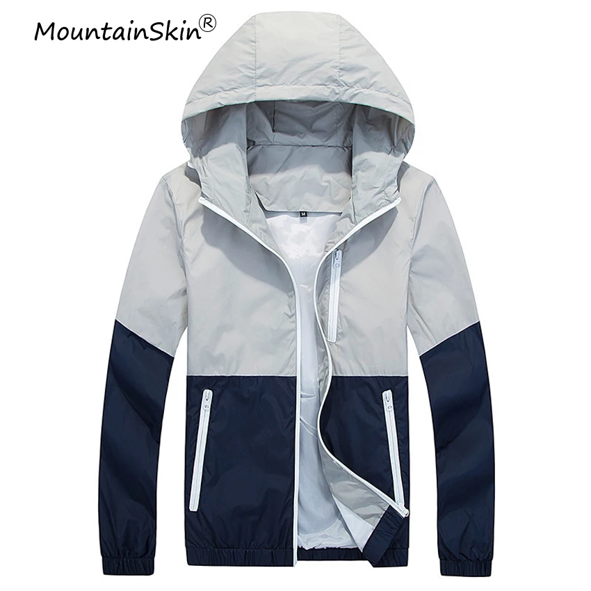 

Mountainskin Men's Summer Jackets Quick Dry Male Hooded Coats Men Women Spring Autumn Jacket Patchwork Men Brand Outerwear LA515