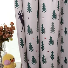 Затемненные занавески для гостиной, занавески с рождественской елкой для детской спальни, занавески на окно с оленем, занавески на окно для детской комнаты, занавески