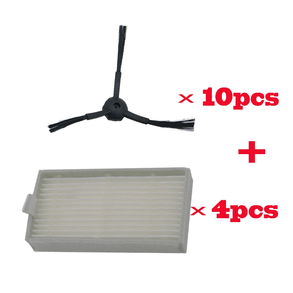 

10pcs side brush+4pcs filter Hepa for Ariete Briciola 2711 2712 2713 2717 ROBOT HOFER Cleaner parts accessories