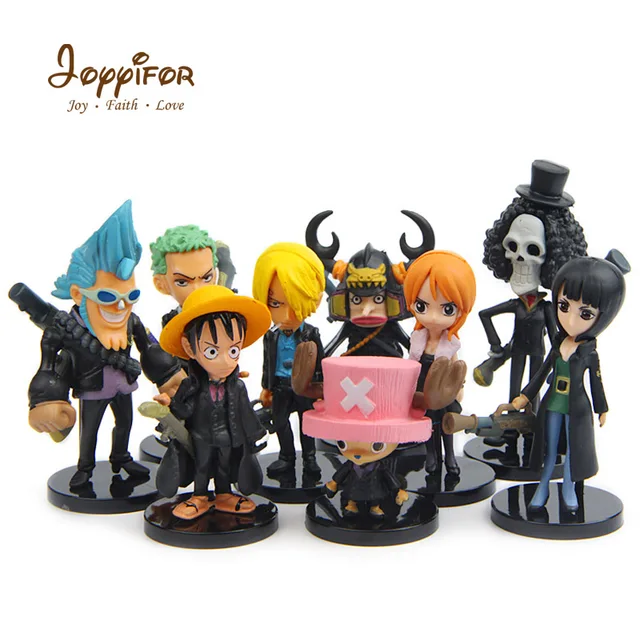 Cheap Joyyifor 9pcs ONE PIECE Action Figures Luffy Nami Reindeer Chopper Brook PVC Anime Figures Collection Dolls Toy for Children Kid
