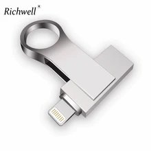 Richwell Usb флэш-накопитель для iphone 8/7/7 plus/6 Plus/6s plus/5/5S/5C/ipad 8 Гб оперативной памяти, 16 Гб встроенной памяти, 32 ГБ флэш-накопитель 64 Гб 128 ГБ с поддержкой технологии OTG usb 2,0 флеш-накопитель
