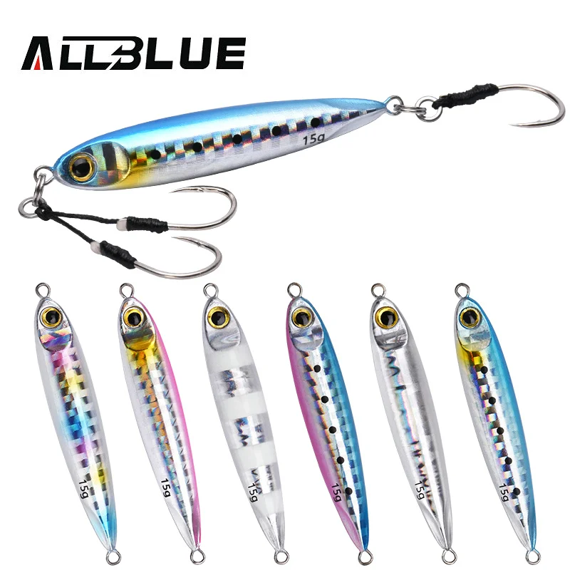 

ALLBLUE New SLOWER SLIM Metal Slow Jig Cast Spoon 10G 15G Artificial Bait Shore Fishing Jigging Lead Metal Bass Fishing Lure
