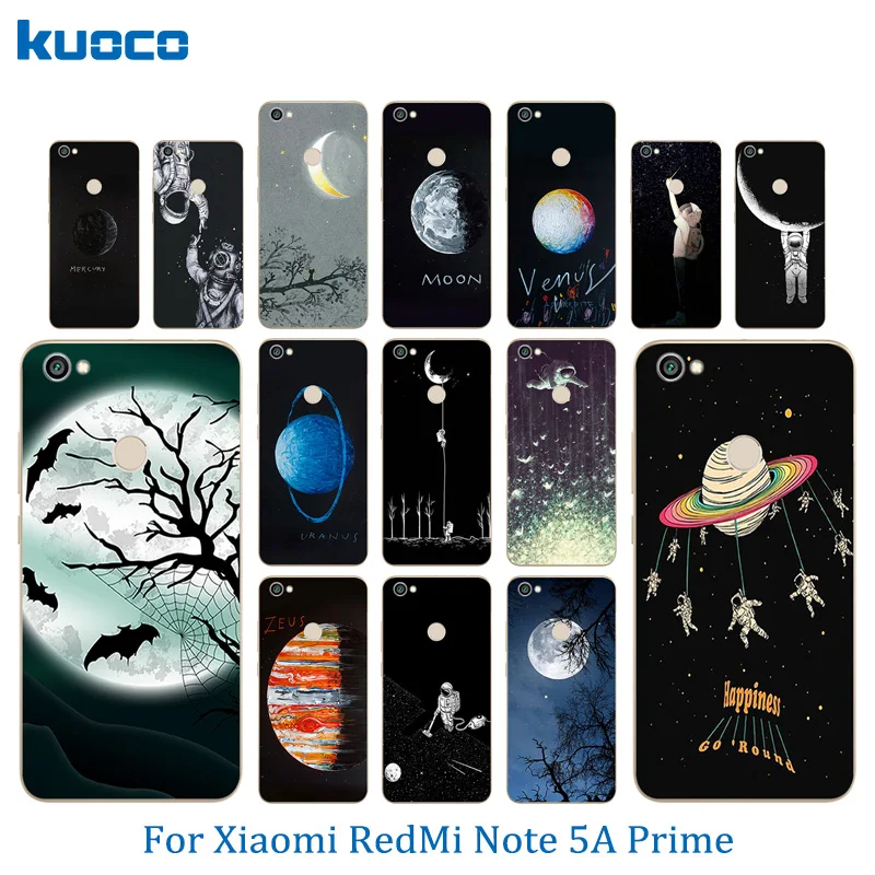 Phone Cases 5.5 inch For Xiaomi Redmi Note 5A Prime Fingerprint Silicone Space Moon Pattern Cover for Hongmi Pro Shells |