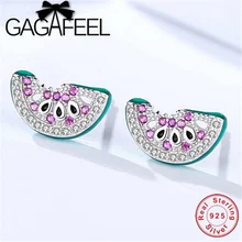 GAGAFEEL милые серьги с фруктами для женщин Brinco 925 пробы серебряные серьги-гвоздики в виде арбуза, ювелирные изделия из кубического циркония