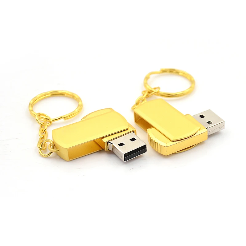 1 шт. цвета: золотистый, Цвет металлический Usb 2,0 флеш-накопитель Usb флеш-накопитель Флешка 1/2/4/8/16/32 ГБ с кольцом для ключей