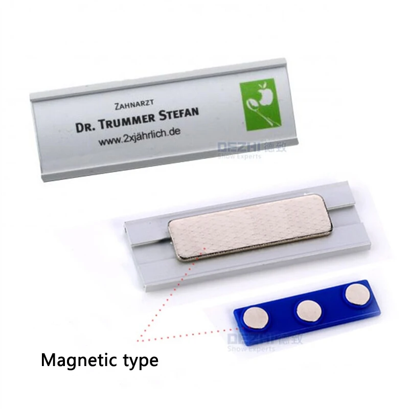DEZHI-Arc shape Pin/магнитный стиль офисное имя держатель тег, металлический материал Сильный магнитный больше застежка имя ID тег бейдж