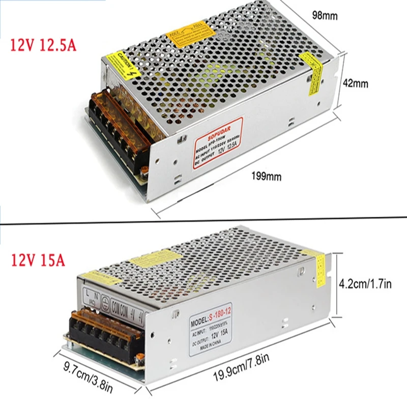 Питание светодиодный драйвер AC110V 220V переменного тока в постоянный 12В 2A 3A 5A 10A 15A 20A 30A 40A 50A 12V зарядное устройство Мощность адаптер полосы светильник трансформатор