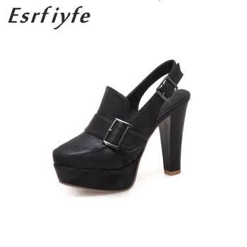 

ESRFIYFE 2019 New Spring Summer Women Sandals Super High Heel Round Toe Platform Shoes Woman Sexy Back Strap Loafers Women Pumps