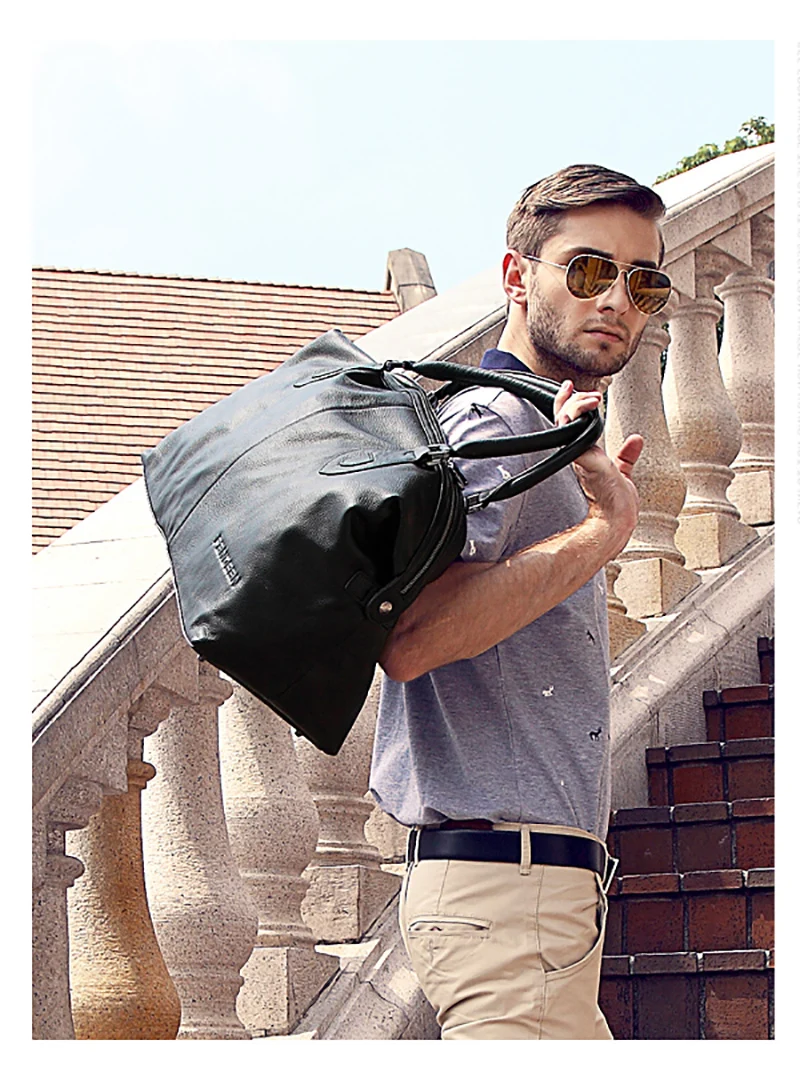 AETOO мужская кожаная дорожная сумка, ручная косая сумка для переноски большой емкости дорожная посылка, бизнес-сумка из воловьей кожи