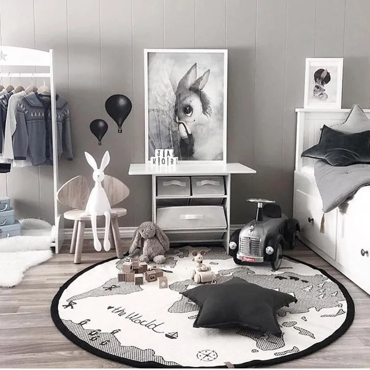 price reduction Kids Room Round World Map Toy Storage Portable Play Mat For Toy Baby Playing Floor Organizer Blanke