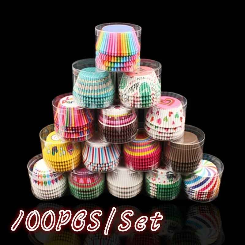 

100Pc/Set Paper Cake Forms Cupcake Liner Baking Muffin Box Cup Case Party Tray Cake Mold Decorating Tools Muffin Cupcake Paper