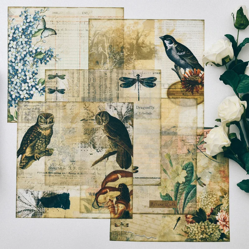 Borboleta do Vintage Material de Fundo Planta Flor Coruja Floresta Retro Carta Selo Pode Escrever Papel Ácido Sulfúrico Adesivo 18pcs - 24 Cheap Adesivos