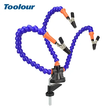 

Toolour Bench Vise Table Clamp Soldering Station with 3pc Flexible Arms Soldeirng Iron Holder PCB Welding Repair Third Hand Tool