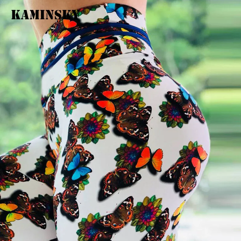 

Kaminsky Push Up Leggings Women Sexy Butterfly Print Pants Breathable Slim Girl Clothing High Waist Comfortable Sporting Leggins
