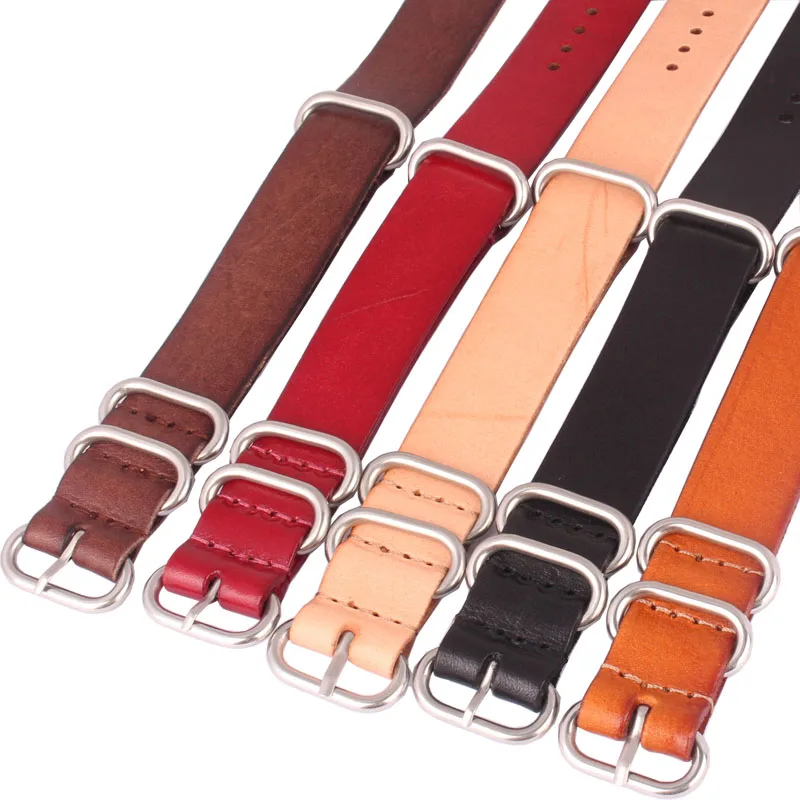 

20mm Rings Buckle Genuine Real Leather watchband Watch Bracelet Strap Wristwatch Band 20 mm