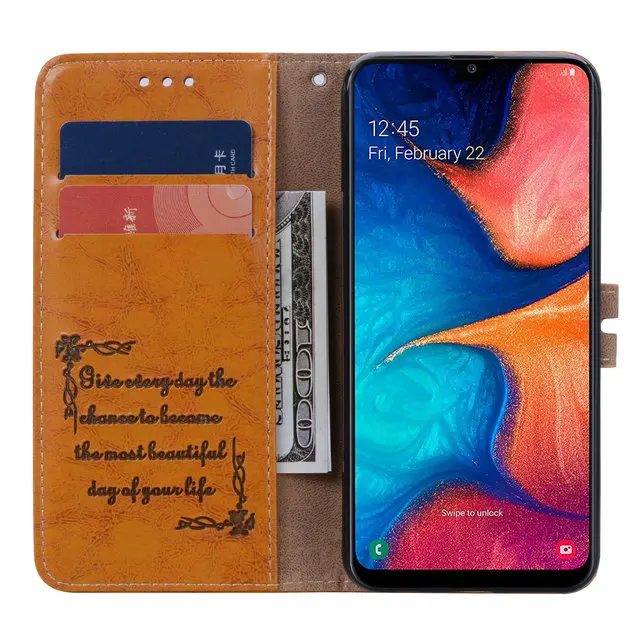 Кожаный бизнес Etui для Coque samsung A20 Чехол samsung A20E чехол, Роскошный футляр откидная крышка для samsung Galaxy A20e A 20 E Броня