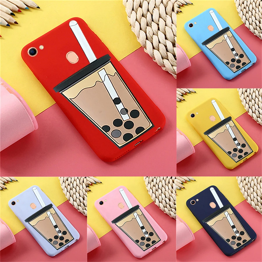 

Cover 3D Cartoon Milk tea Cup Protection Case For OPPO A71 A73 A77 F5 Soft TPU Silicone Phone Cover For oppo A79 A83 A1